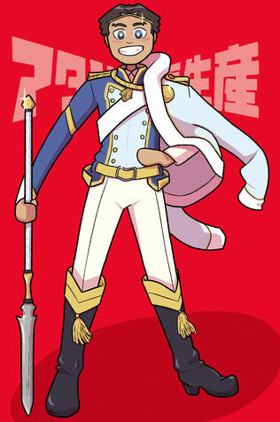 drawing: phoenix wright in revue starlight-style outfit holding a spear