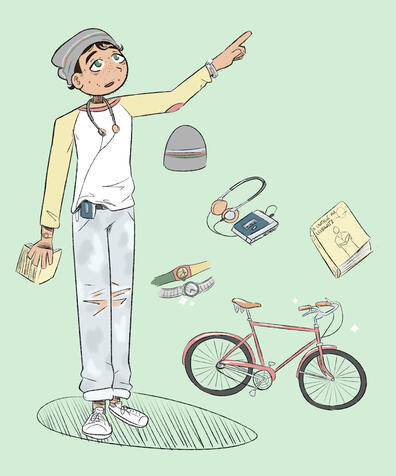 drawing: reference page for original character, ashton ochoa