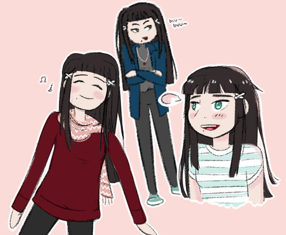 drawing: kurosawa dia in several poses